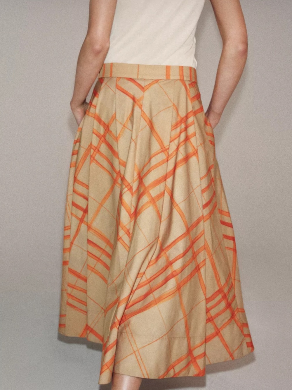 Zara Plaid Cape Midi Skirt With Side Pockets - Picture 2 of 12